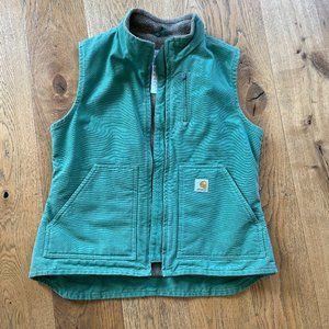 Women's Carhartt Duck Canvas Sherpa lined vest in green, M